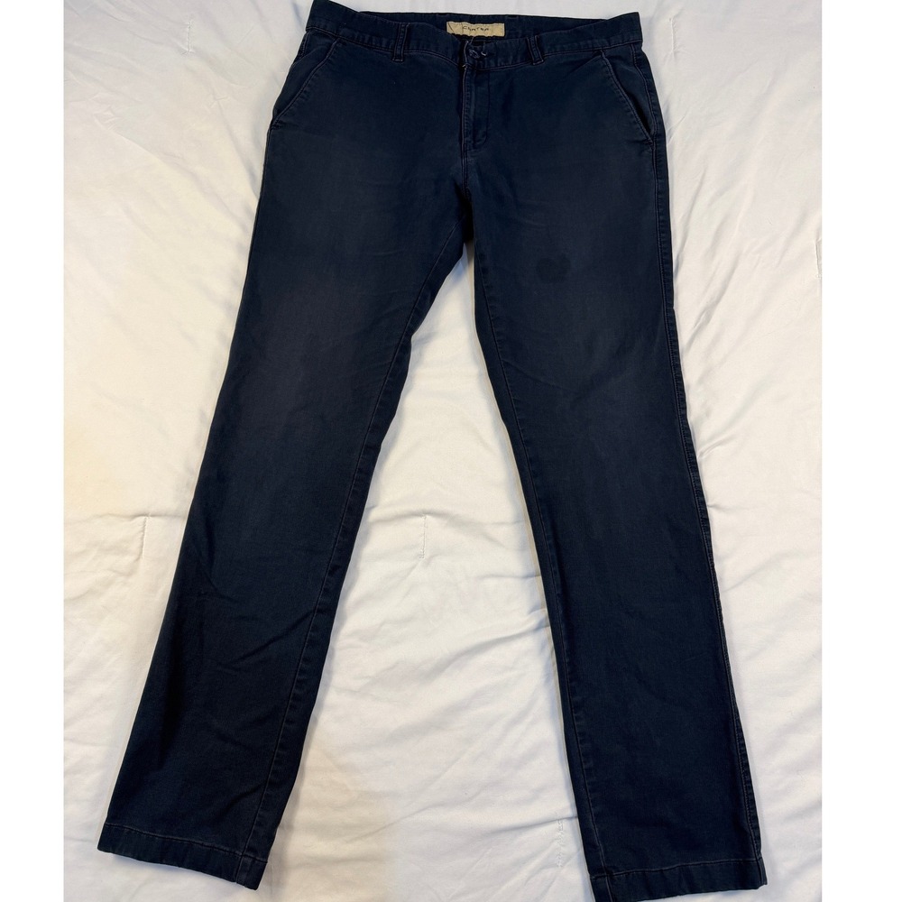 Crater Mens Navy Blue Chino Pants 100% Cotton Straight Leg Trousers Size 36x31